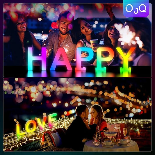 OJQ Light Up Letters LED Letter - Marquee Letters Room Decor Birthday Decorations for Women Night Light for Kids Engagement Party Decorations - Christmas Birthday Gifts for Girl