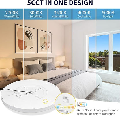 mw 4 Pack 24 Inch Flush Mount Ceiling Light, 3360LM, 5CCT 2700K/3000K/3500K/4000K/5000K, Dimmable Ultra Slim Modern LED Ceiling Light, Damp Location for Bedroom, Kitchen, Laundry Room, ETL Listed