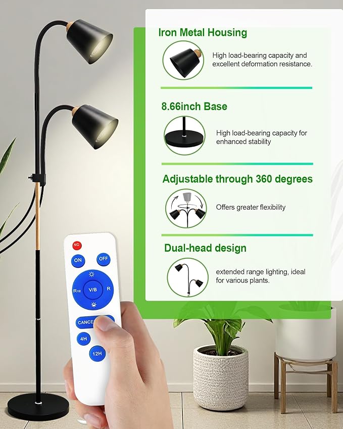 Standing Plant Grow Light, LED Growing Light Full Spectrum for Indoor Plants，4/8/12H Timer, 10-Level Brightness,Flow Grow Light for Tall Large Indoor Plants