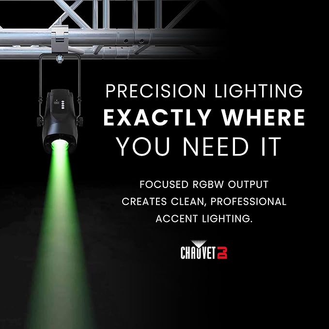 CHAUVET DJ – PinSpot Q1Z ILS Compact LED Pinspot Light | 20W RGBW Quad-Color, Manual Zoom, OLED Display | ILS Instant Light Shows | IRC-6 Remote & ILS Command Compatible | DMX Control