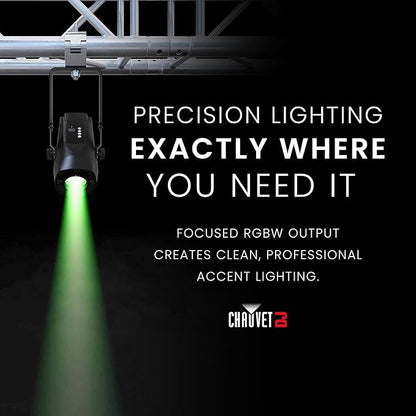 CHAUVET DJ – PinSpot Q1Z ILS Compact LED Pinspot Light | 20W RGBW Quad-Color, Manual Zoom, OLED Display | ILS Instant Light Shows | IRC-6 Remote & ILS Command Compatible | DMX Control