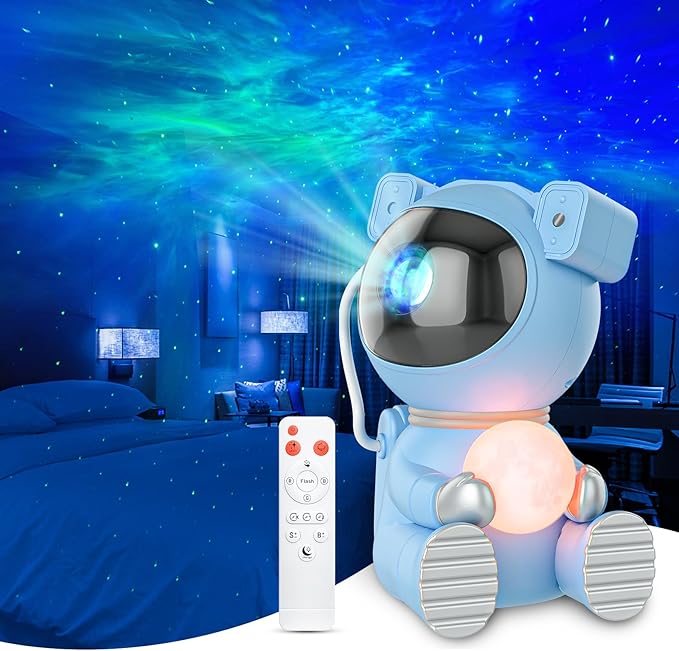 Cayclay Astronaut Galaxy Projector, Star Projector with Timer and Remote, Night Light with Moon Lamp, LED Nebula Lamp for Kids Adults, Room Decor Gift (Blue Pro)