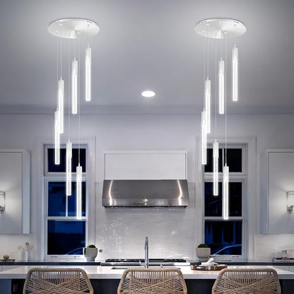 Flashing God 6-Lights Modern Crystal Chandelier for Foyer Silver Stairway Chandeliers Bubble Pendant Light Kitchen Island Flush Mount Chandelier for Living Room Dining Room