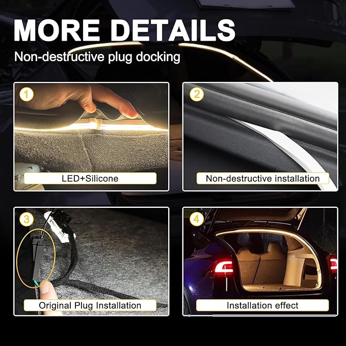 Tlyard Trunk LED Lights Strip for Tesla Model Y Juniper 2025 2026 Back Interior Frunk Lightning Waterproof &High Brightness Strip for Tesla Model Y Accessories