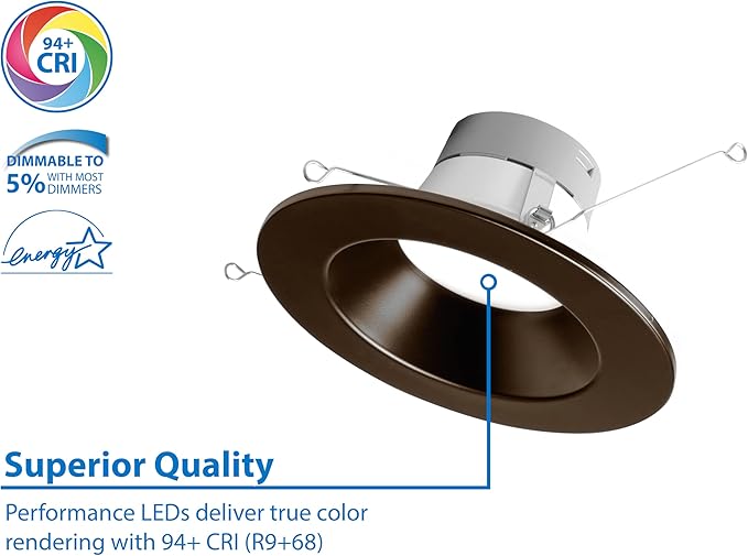 NICOR DLR566091203KOB DLR56(v6) 5/6-inch Oil-Rubbed Bronze 900 Lumen 3000K Recessed LED Downlight