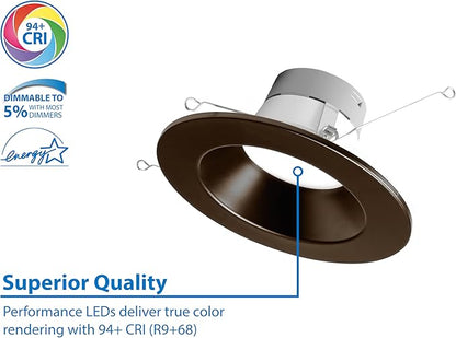 NICOR DLR566091203KOB DLR56(v6) 5/6-inch Oil-Rubbed Bronze 900 Lumen 3000K Recessed LED Downlight