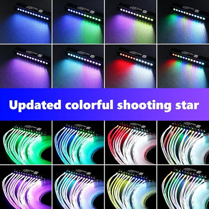 AMKI Dual Color 20W Twinkle Starlight Headliner Kit 1100pcs*0.03in 13.1ft Cables+ RGB Meteor Shooting Star Fiber Optic Light Sound Activated APP/Remote Control for Car Roof Home Ceiling