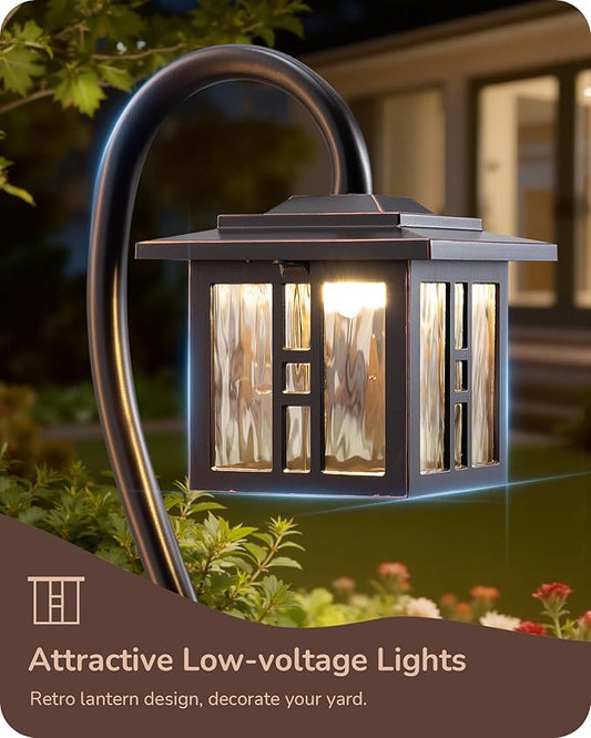EDISHINE Low Voltage Landscape Lighting, 3W 185LM Oil-Rubbed Bronze Outdoor Landscape Path Lights for Garden Driveway, Die-Cast Aluminum, 50,000H Integrated LED, 4-Pack