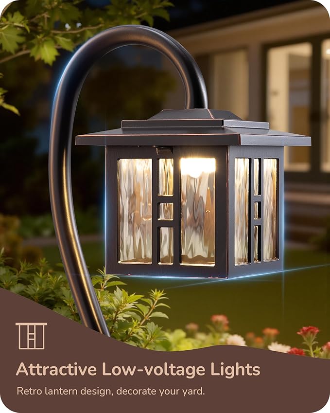 EDISHINE Low Voltage Landscape Lighting, 3W 185LM Oil-Rubbed Bronze Outdoor Landscape Path Lights, Low Voltage Pathway Lights for Garden Driveway, Die-Cast Aluminum, 50,000H, 12-Pack