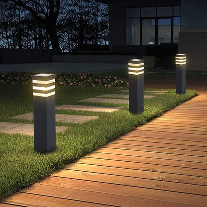 SLAWA 23.6In Pathway Lights Black E26 Outdoor Landscape Path Lights Die-Casted Aluminum Walkway Lighting Modern Landscape Sideway Lighting IP65 Waterproof Patio Porch Exterior Floor Lamp with Bulbs