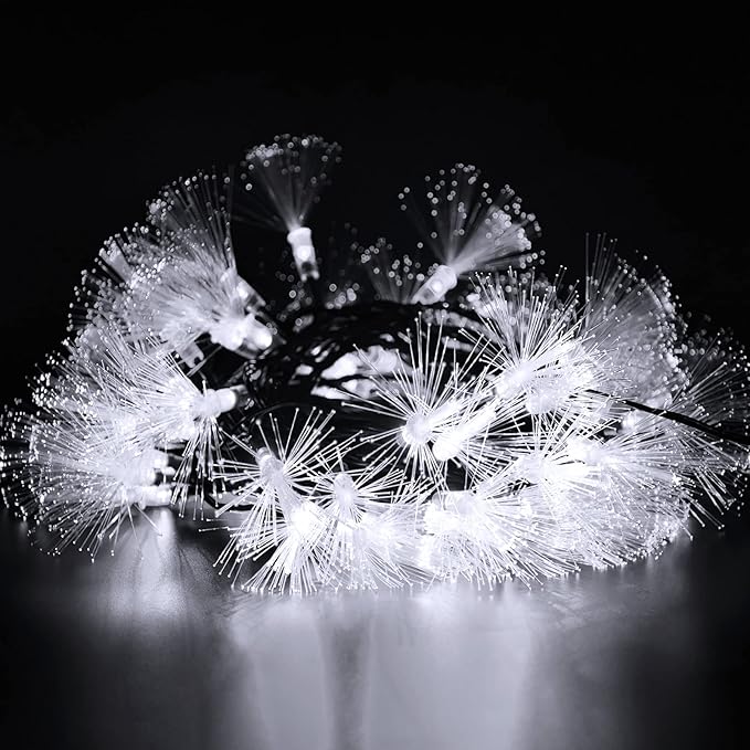 YOLIGHT 33FT Fiber Optic Fairy Lights 60 LED Starburst Firework String Lights Green Wire Twinkle Christmas Lights for Indoor Outdoor Wedding, Christmas Tree, Garden, Patio, Party Decoration (White)