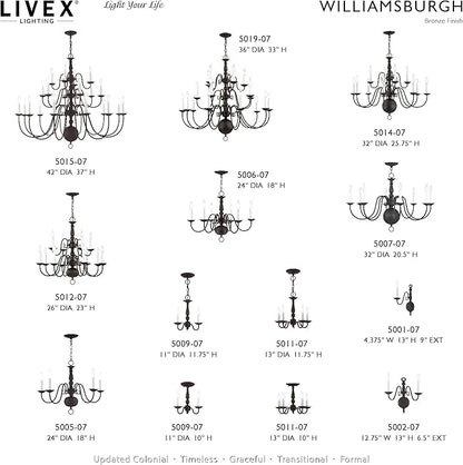 Livex Lighting 5006-07 Williamsburgh 6-Light Chandelier, Bronze,18Hx24W