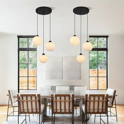 3 Light Globe Cluster Chandelier Black Cluster Pendant Light Milk Glass Chandelier Light Fixture 3 Pendant Light Fixtures Ceiling Hanging Modern Kitchen Pendant Lighting