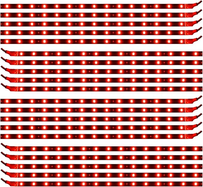Red 12v 15 Led 30cm Car Flexible Waterproof Underbody Light Strip Pack of 20