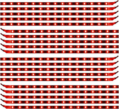 Red 12v 15 Led 30cm Car Flexible Waterproof Underbody Light Strip Pack of 20