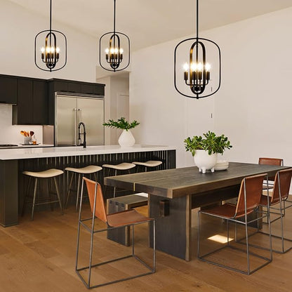 Black Chandelier for Dining Room Light Fixture, Modern Farmhouse Chandelier for Entryway Foyer Lighting Fixtures, Pendant Lights Kitchen Island Hanging Rustic Small Chandelier for Living Room