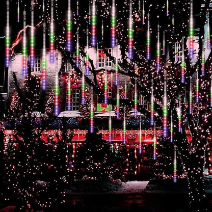 Adecorty Christmas Lights Outdoor UL Certified 24 Tubes 576 LEDs (Equivalent to 3 Sets of 8 Tubes) Meteor Shower Light Falling Rain Drop Icicle Lights for Christmas Decorations Decor, Multicolor