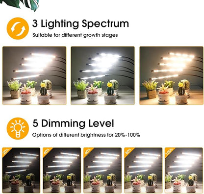 Wolezek Grow Lights for Indoor Plants Full Spectrum, 100 LEDs Plant Lights for Indoor Growing with Adjustable Stand, 5-Head Plant Grow Lamp with Auto 6/12/16H Timer, Ideal for Large & Tall Plants