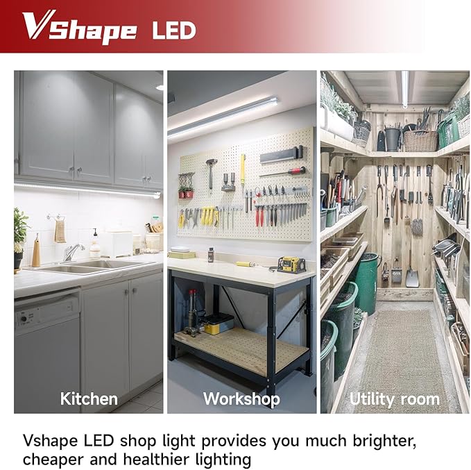 2-Pack 3FT LED Shop Lights, 30W 4680LM 6000K Super Bright, T8 Integrated Tube Lights, 270 Degree Lighting for Garage Warehouse