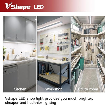 2-Pack 3FT LED Shop Lights, 30W 4680LM 6000K Super Bright, T8 Integrated Tube Lights, 270 Degree Lighting for Garage Warehouse