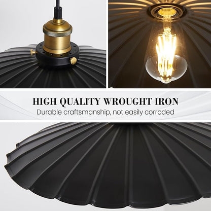 Plug in Hanging Light,15.7 Inch Retro Black Metal Shade Plug in Hanging Lamp On/Off Switch Dining Room Hallway Vintage Hanging Pendant Light for Farmhouse 2Pack