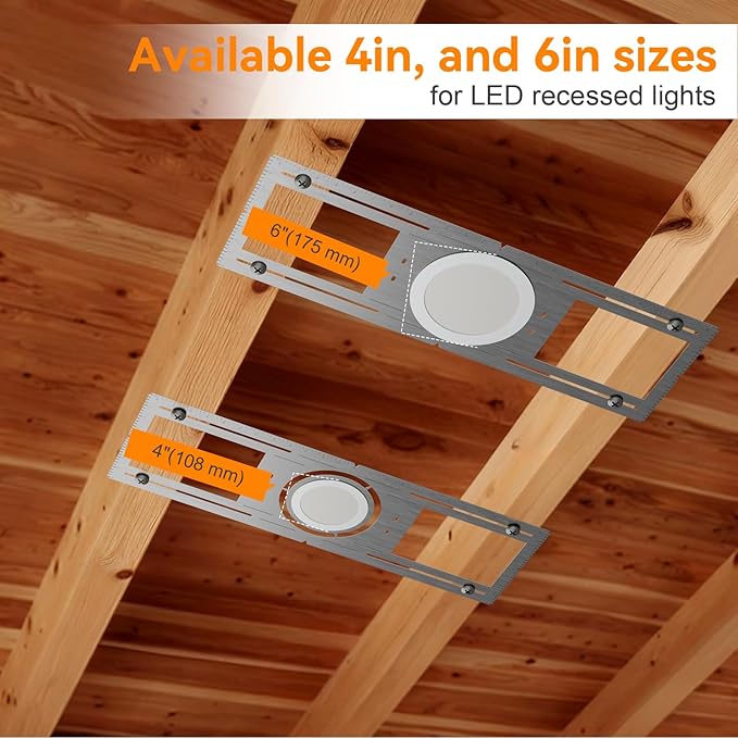 Elaruslux New Construction Mounting Plate with Round Hole - 4/6 Inch Flat Steel Rough in Wafer Light Bracket, LED Recessed Lighting Housing, 24 Pack