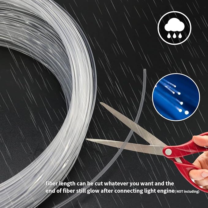 AZIMOM PMMA 0.06in(1.5mm) 2296ft(700Meter) Plastic End Glow Fiber Optic Roll Cable for Fiber Optic Starlight Kits Project Twinkle Star Sky Ceiling Headliner Decor