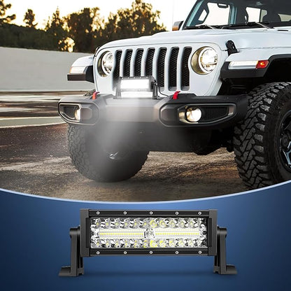 Nilight LED Light Bar 9.5 Inch Triple Row Spot Flood Combo 64LEDs Lights Fog Driving Work Backup Bumper Lighting for Off-Road Truck SUV ATV UTV