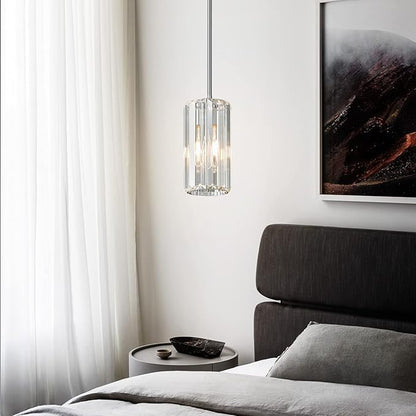 Chrome Pendant Lighting Modern Pendant Light Mini Crystal Chandeliers Adjustable Pendant Light Fixture for Kitchen Island Dinning Room Corridor Bedroom(Chorme 3-Pack)