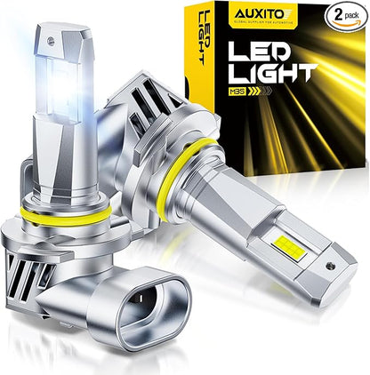 AUXITO 9005 HB3 LED Bulbs, 50000LM Ultra-Bright, Plug N Play, 50000Hrs Long Lifespan, No Flicker, 99% Compatibility, Pack of 2