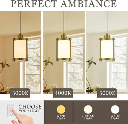 Brushed Gold Pendant Lights Kitchen Island 3 Pack, Modern Kitchen Pendant Lighting Over Island with Milk Glass, Farmhouse Brass Mini Hanging Light for Kitchen Sink Dining Room, OS-3014-3PBG