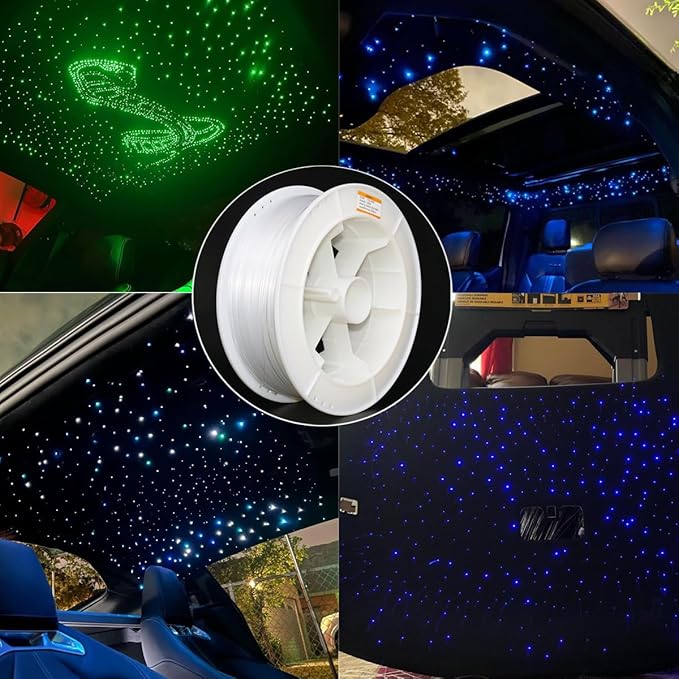 AZIMOM PMMA 0.06in(1.5mm) 2296ft(700Meter) Plastic End Glow Fiber Optic Roll Cable for Fiber Optic Starlight Kits Project Twinkle Star Sky Ceiling Headliner Decor