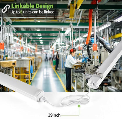 2FT Linkable 20W LED Shop Lights Warm White 5000K Utility Shop Lights 2000LM for Garages Shop, Linear Work Light Fixture Hanging or FlushMount with Plug, ETL 4 Pack