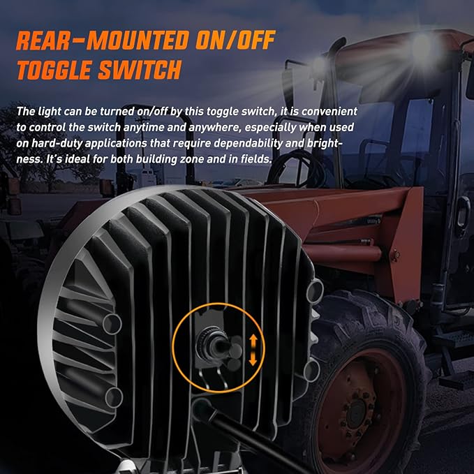 Nilight 4.3 Inch Round Utility LED Work Light W/Integrated Toggle Switch, 2PCS 72W 5760LM 150° Flood Lamp for Offroad Heavy Equipment Vehicles Truck Tractor Golf cart Boat ATV UTV