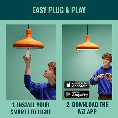 WiZ Connected Fairy Lights, 65.6ft RGB LED Smart Color-Changing, Static and Dynamic Modes, Music Sync, App and Voice Control