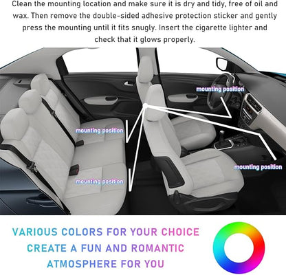 Ohleats Car LED Strip Light, 24 LED RGB Auto Interior Atmosphere Lights, USB Vehicle Under Dash Ambient Night Light Strip, Interior Decorative Lamp Lighting Kit Car Accessories (White)