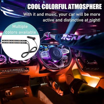Yourkar Car LED Strip Light, 24 LED Interior Under Dash Atmosphere Lights with Cigarette Lighter, Vehicle Decor Lamp Ambient Night Light Strip Lighting, Universal Car Accessories (Orange)