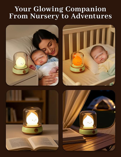 WANIDEA Chibi Flame Lamp, Sleep White Noise Machine Night Light,Waterproof Shower Lamp5 White Noise with 4 Level Volume Adjustment, Rechargeable Lamp,Decor,Gift for Girls