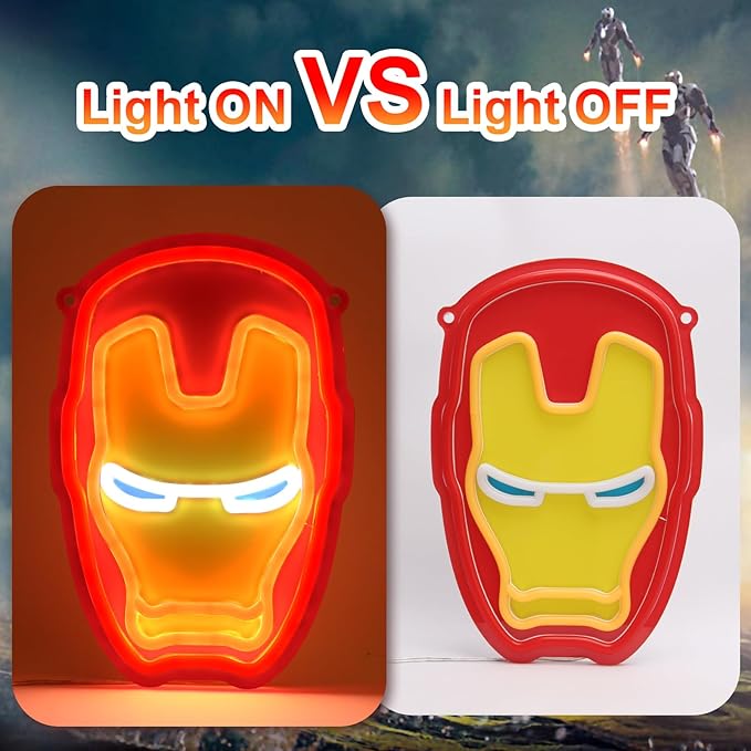 Gaming Neon Signs Iron-Man Neon Sign Anime Gamer LED Lights for Man Cave Wall Decor Bedroom Mar-vel Fans Gamer Teen Boys Party Gifts