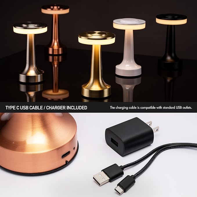 O’Bright Portable LED Table Lamp with Touch Sensor, 3-Levels Brightness, Rechargeable Battery Up to 48 Hours Usage, Night Light for Kids Nursery, Nightstand Lamp, Bedside Lamp (Rose Gold)