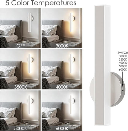 Aipsun Brushed Nickel Wall Sconce Hardwired Modern LED 18W Wall Sconce Set of Two, 15.7Inches Wall Lights for Living Room Bedroom Hallway 5CCT