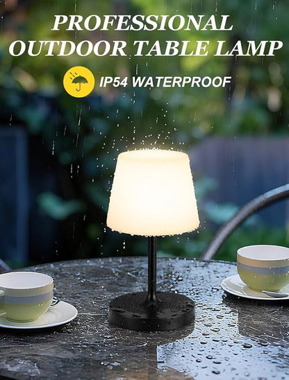 Kakanuo Black Cordless Shower Lamp Waterproof, Rechargeable Cordless Lamp with 4000mAh Battery, Touch Dimmable Table Lamp for Outdoor, Kitchen, Bathroom, Camping, Patio, IP54
