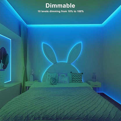 Tatazone 32.8ft Ice Blue COB Led Strip Lights with RF Remote, Dimmable Bright Adhesive Indoor Led COB Light Strip for Cabinet, Painting, Room, Bed