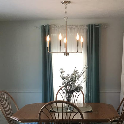 Kira Home Camille 22" Modern 5-Light Chandelier, Minimalist Candle-Style Silver Hanging Fixture, Brushed Nickel Finish