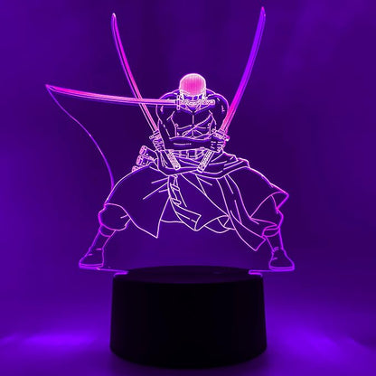 Otaku Lamps Zoro One Piece – Anime Lamp Figure Night Light, 16 Color RGB LED – 3D Anime Room Décor Gift for Otaku