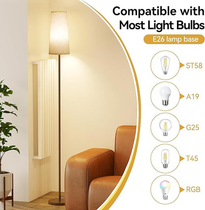 SUNMORY Floor Lamps for Living Room/Bedroom/Office, Standing Lamp with LED Bulb, 3 Color Temperature Tall Lamp, Suitable for Modern/Boho/Farmhouse and Other Home Decor Styles, Brown Floor Lamp