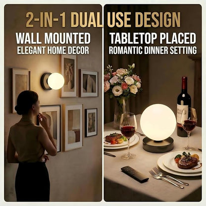 Battery Operated Wall Sconce Set of 2, Dimmable Wireless Black Wall Lamp with 14000mAh Rechargeable Battery, Portables Cordless Wall Light Fixtures for Painting Living Room Bedroom Bathroom