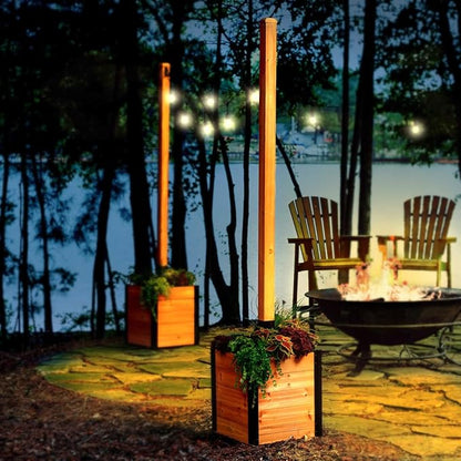 8.5ft H (1 Post w/Planter Box) Freestanding Zippity Concord String Light Post for Outdoor Hanging Lights, Light Poles for Outside Balcony Lights, Patio Decor for String Lights, ZP19081