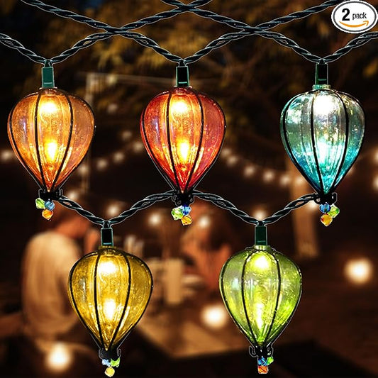 DOGHLY 11FT Fairy String Lights with 10 Color Bulbs Decorations, Outdoor Tropical Beach Theme Lights Patio String Lights for Party Camping Wedding Decor, UL Listed, Connectable, 2 Pcs