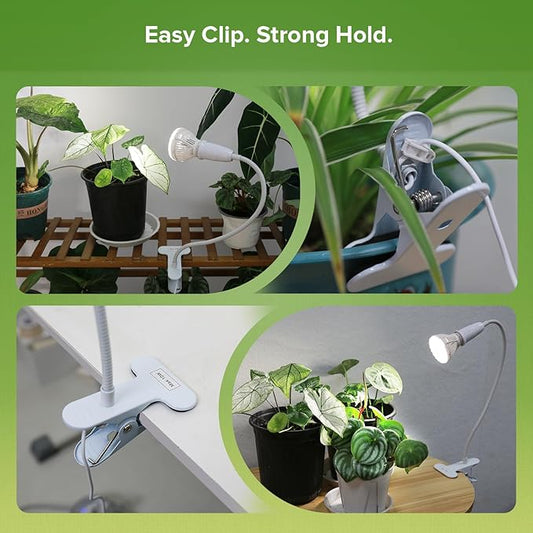 Grow Lights for Indoor Plants, LED 10 W Full Spectrum Bulb Replaceable Plant Light, 150 W Equivalent Clip on Grow Light with Optical Lens for Indoor Growing, Lifetime Free Bulb Replacement